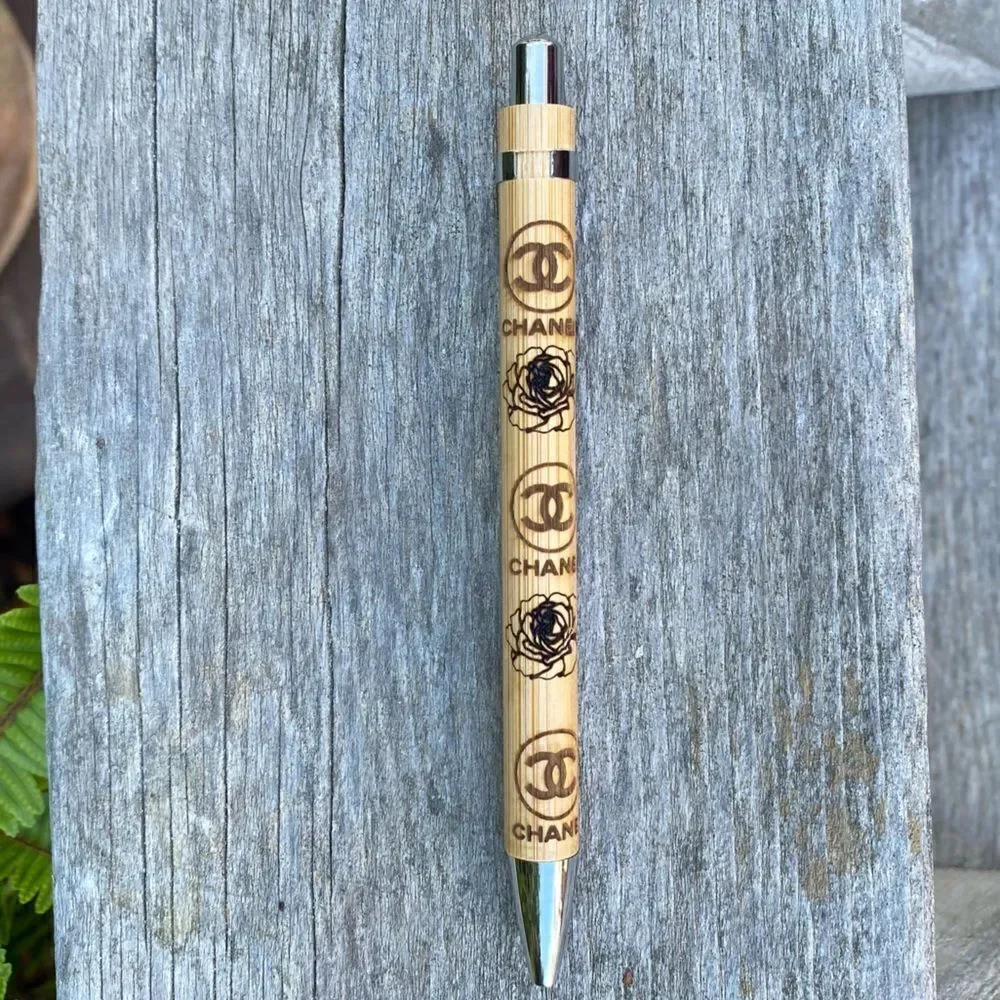 New Handmade Laser Engraved Pink Notebook/Daily Planner & Bamboo Pen Designer